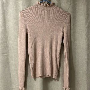 Light pink Express mock neck sparkly sweater